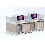 meja kerja 2 orang  dengan partisi (cubicle panel).