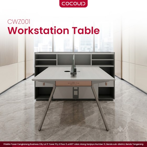 2-Person Workstation CWZ001 (1.59m) – Office Workstation with Side Cabinet